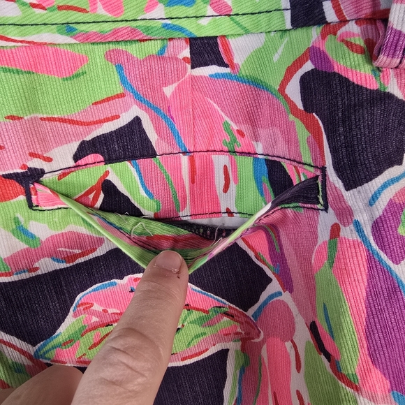 Lilly Pulitzer Print Callahan Shorts Navy Pink Green Tropical Size 10 Cotton - Picture 6 of 10